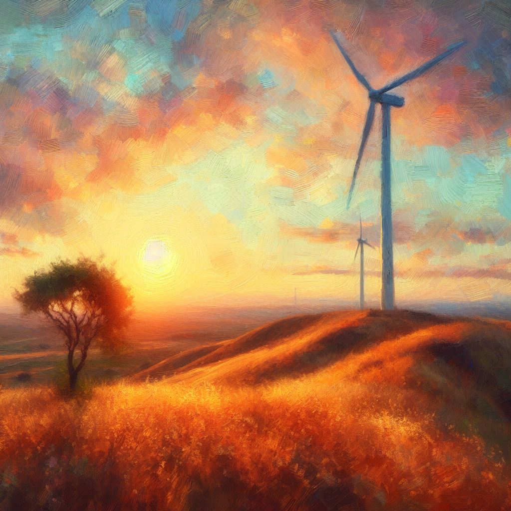 dipinto impressionista di un tramonto