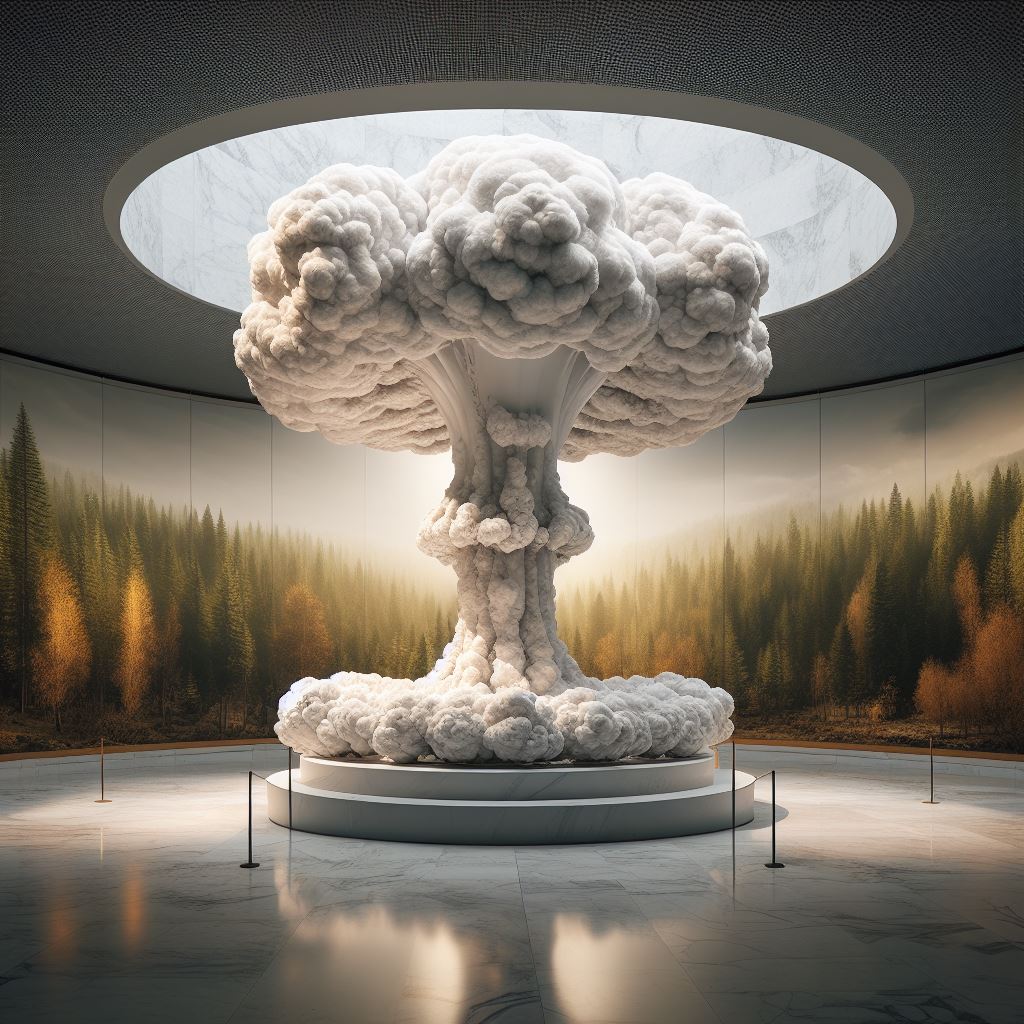 scultura di una bomba atomica esplosa