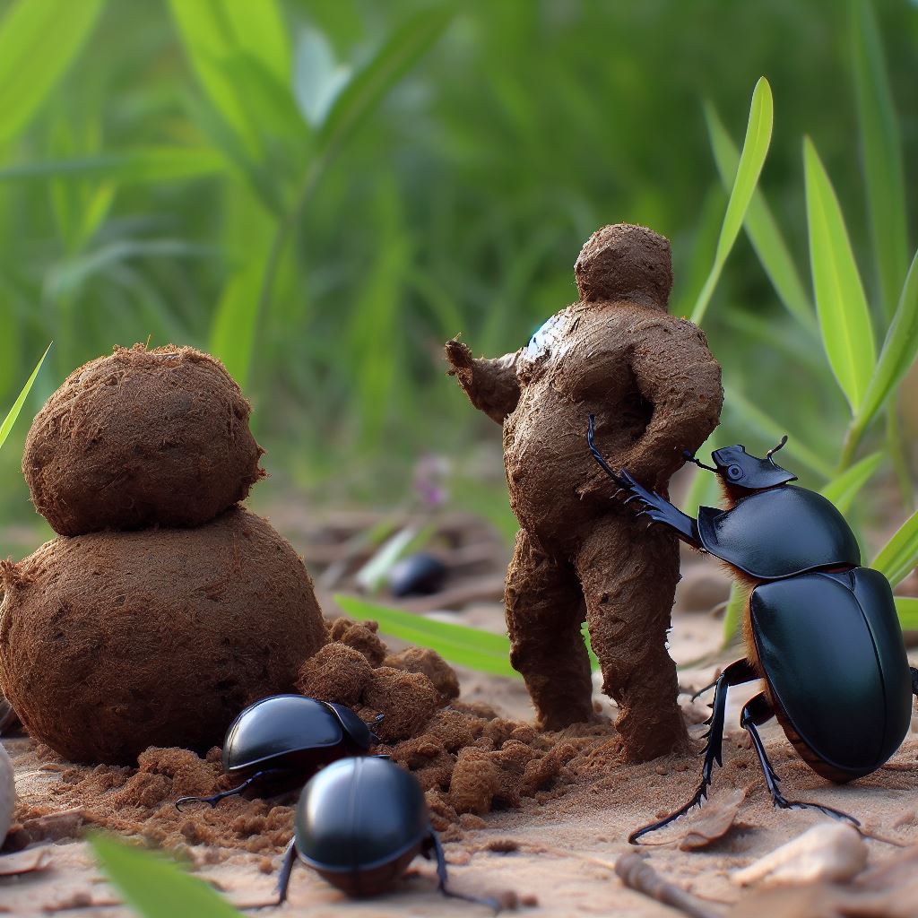 scarabeo stercorario crea un'opera d'arte