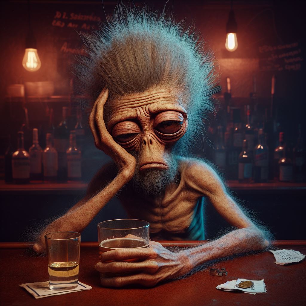 alieno triste e alcolizzato