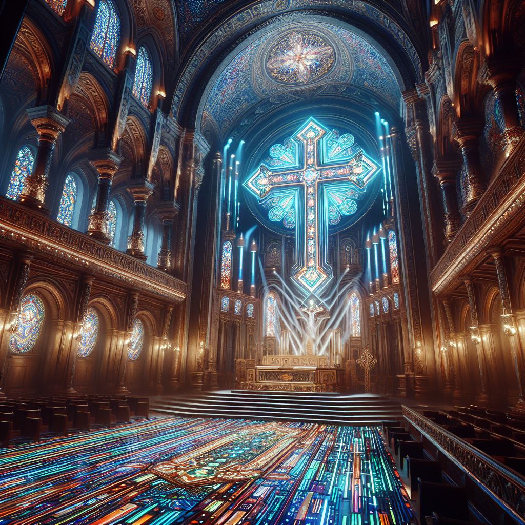 illuminazione a led di una chiesa