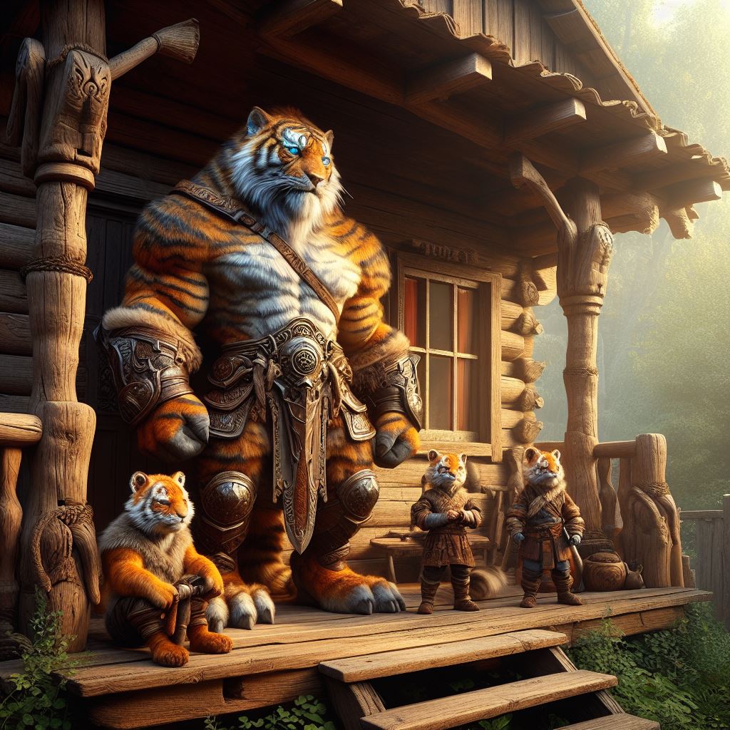 tigre umanoide con figli