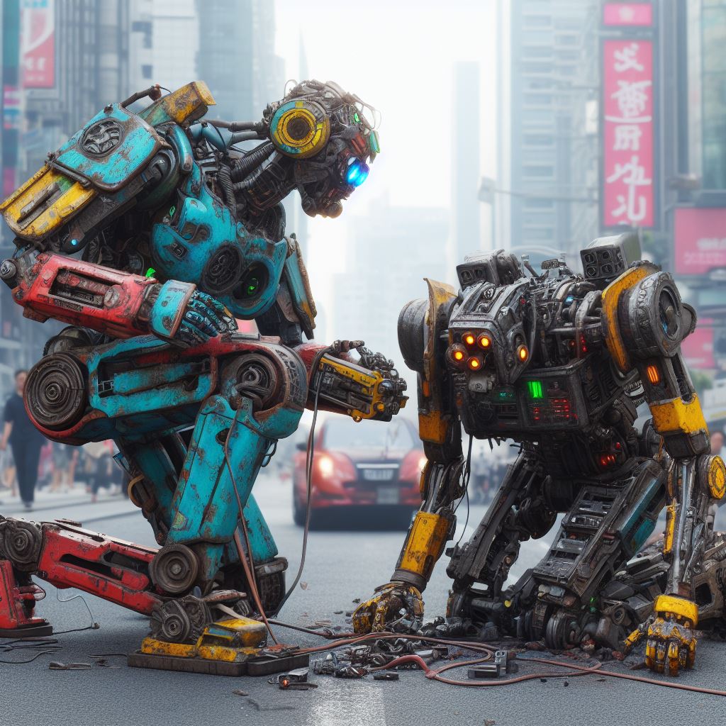 robot ripara un altro robot