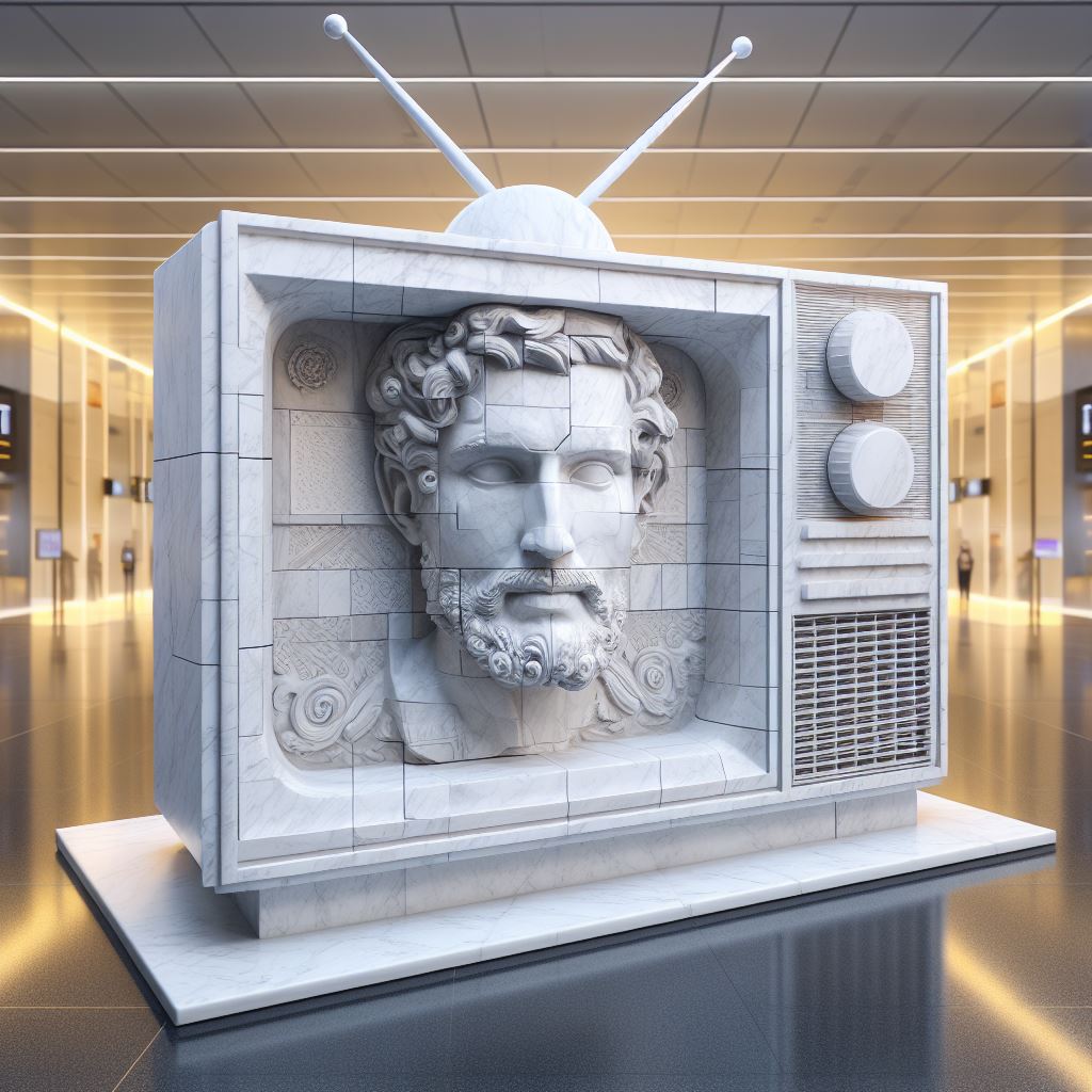 scultura dedicata alla TV a tubo catodico