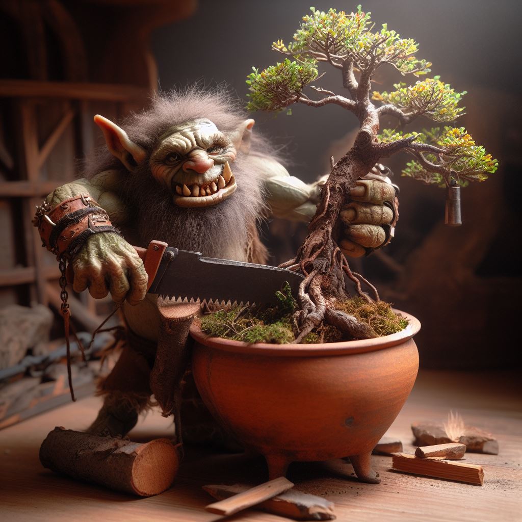 troll distrugge bonsai