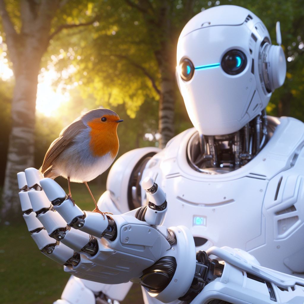 robot con pettirosso