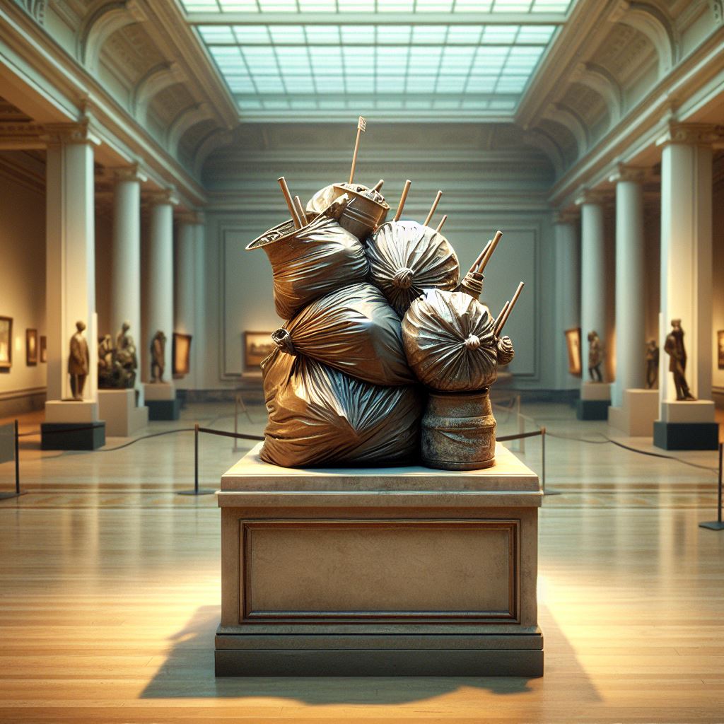 Statua in bronzo dedicata alla spazzatura