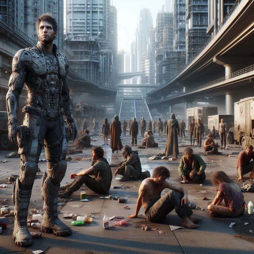 Un umano potenziato geneticamente controlla una massa di disperati