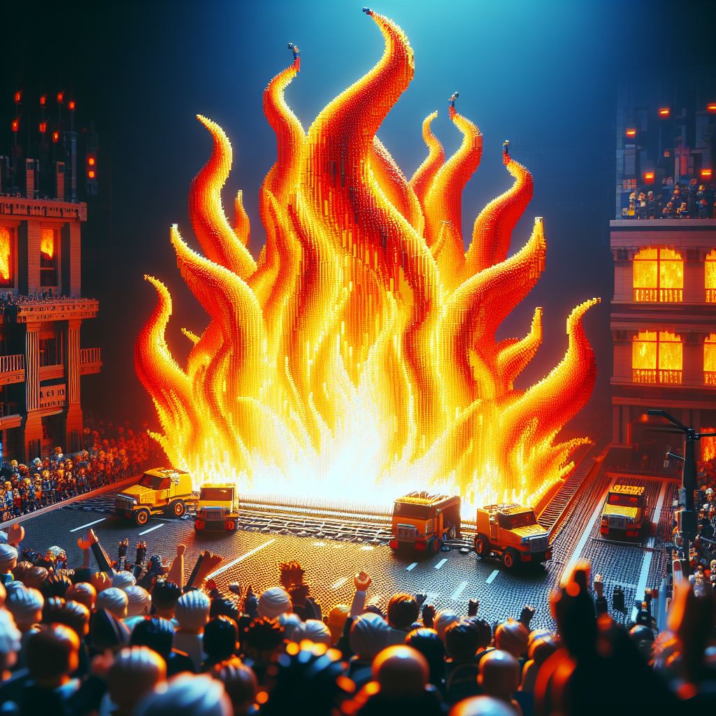 incendio apocalittico fatto con i Lego